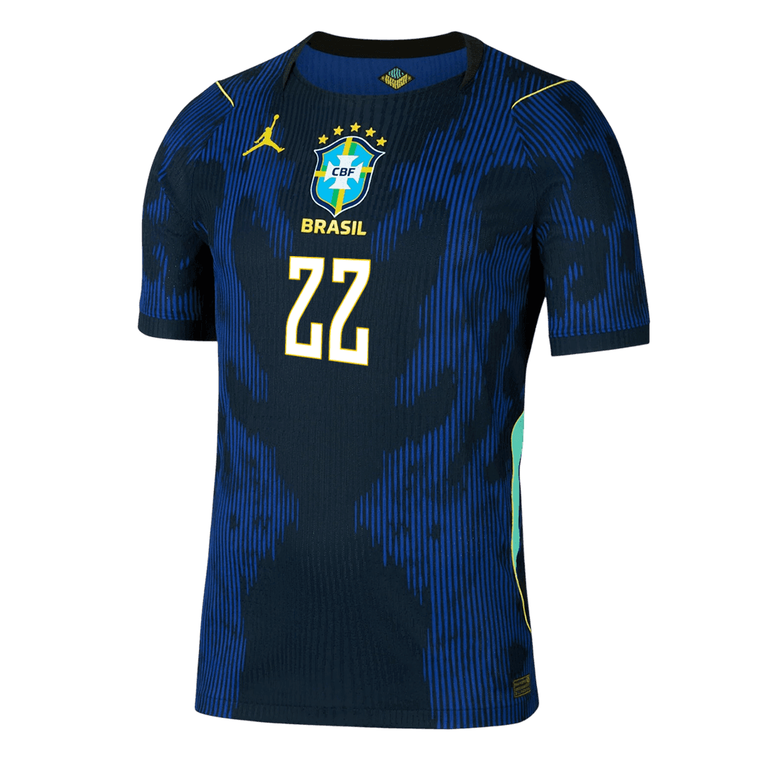 Brazil World Cup Player Version Trikot Auswärts 2026 JOÃO PEDRO #22 Slim Fit