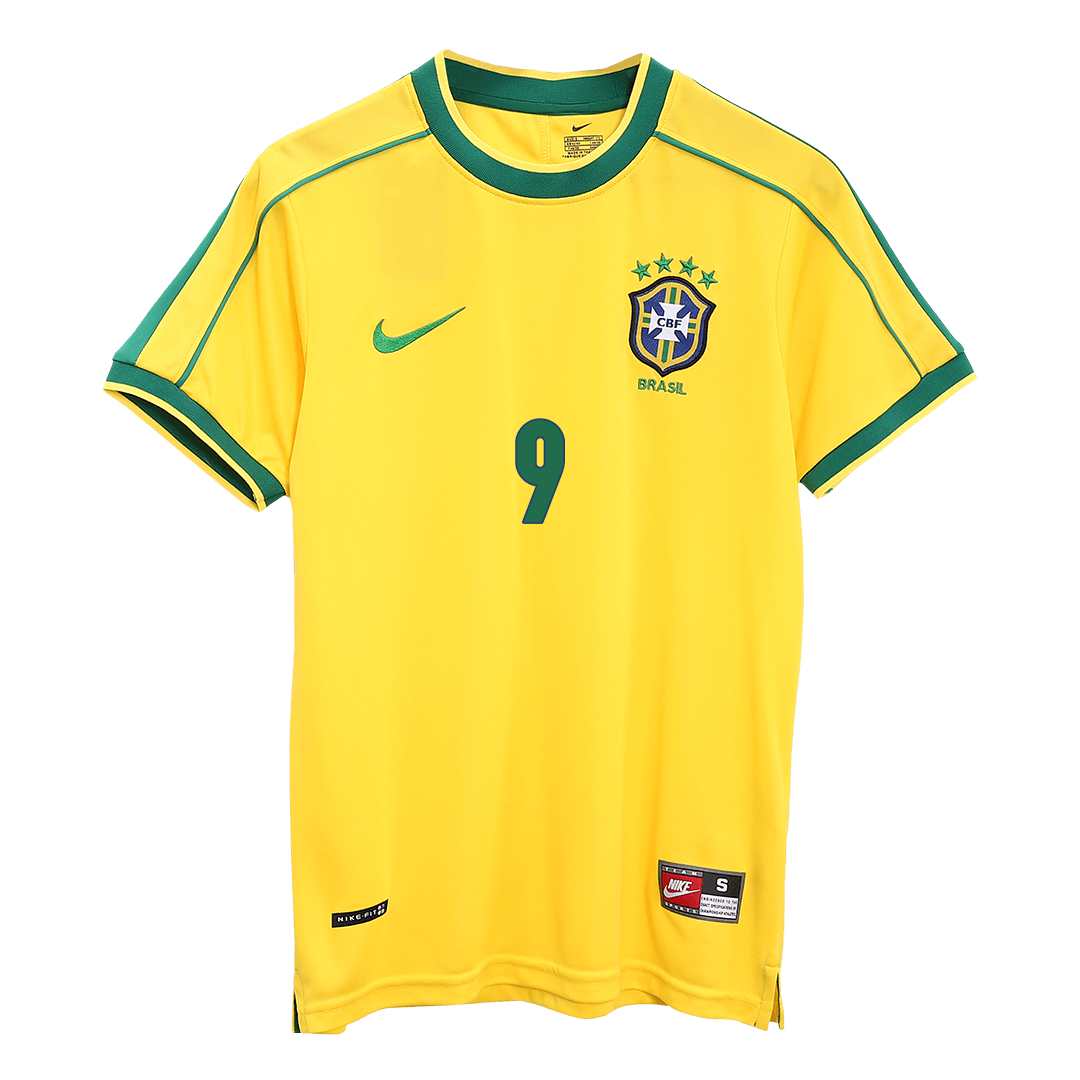 Brazil World Cup Retro Trikot Heim 1998 RONALDO #9