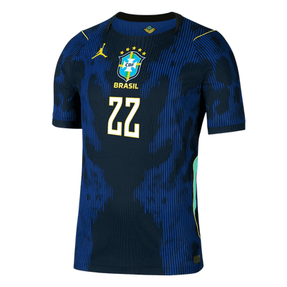 Brazil World Cup Player Version Trikot Auswärts 2026 JOÃO PEDRO #22 Slim Fit