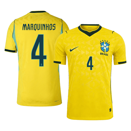 Brazil World Cup Player Version Trikot Heim 2026 MARQUINHOS #4 Slim Fit