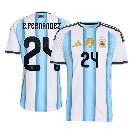 Maillot version joueur Argentine Coupe du Monde Domicile 2026 E. FERNÁNDEZ #24 Coupe ajustée