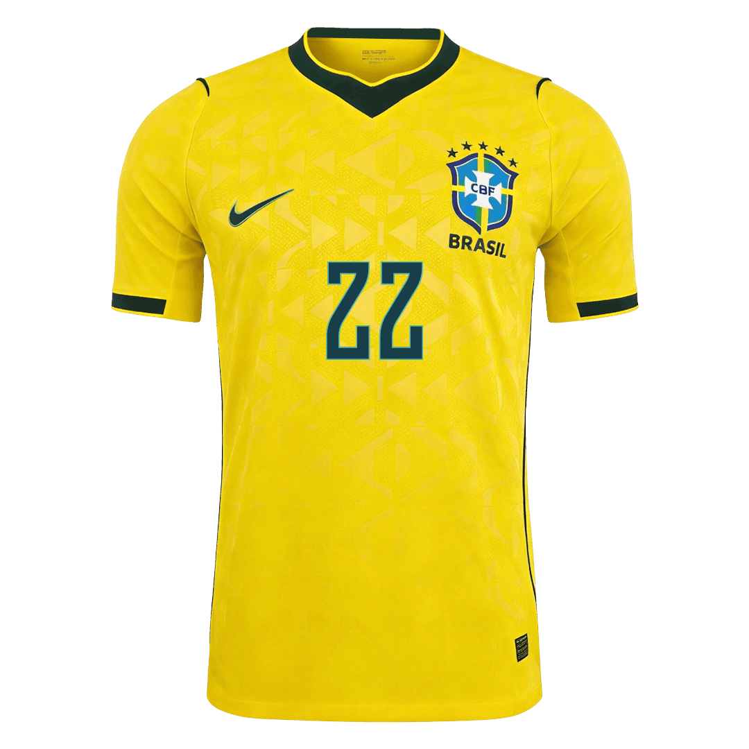 Brazil World Cup Player Version Trikot Heim 2026 JOÃO PEDRO #22 Slim Fit