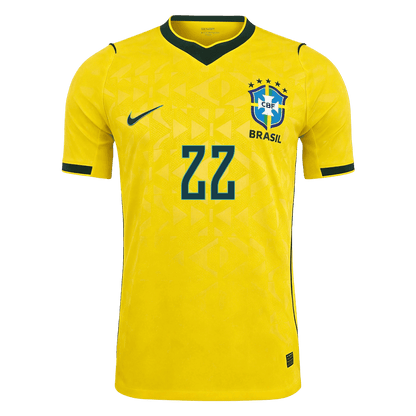 Brazil World Cup Player Version Trikot Heim 2026 JOÃO PEDRO #22 Slim Fit