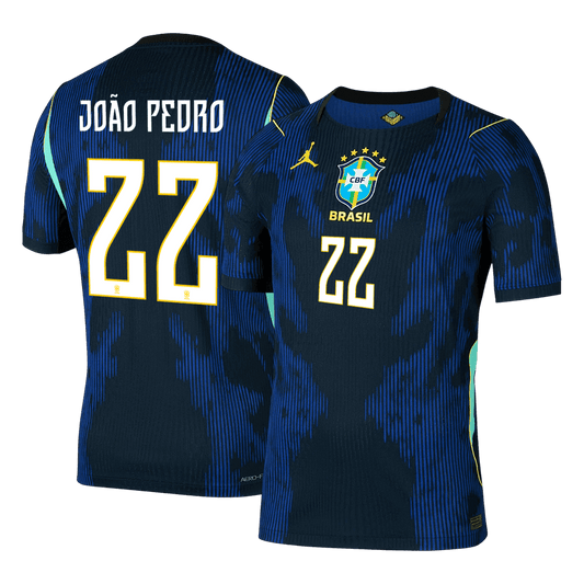 Brazil World Cup Player Version Trikot Auswärts 2026 JOÃO PEDRO #22 Slim Fit