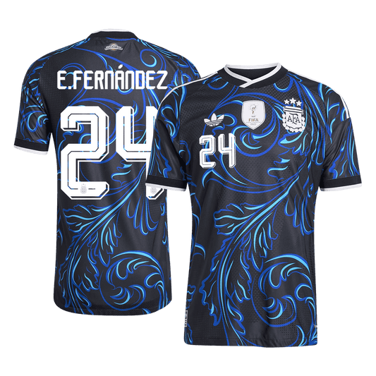 Argentina Maglia Versione Giocatore Mondiali Trasferta 2026 E. FERNÁNDEZ #24 Slim Fit